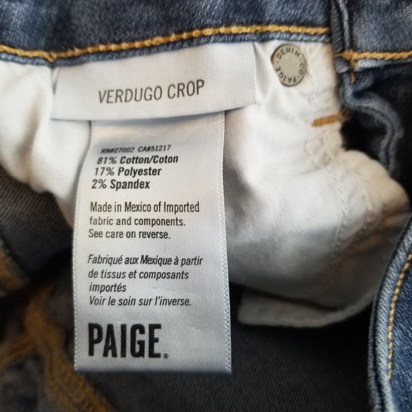 PAIGE Jeans Verdugo Crop Raw Hem - Size 24 - Inseam 27"L - Picture 7 of 8